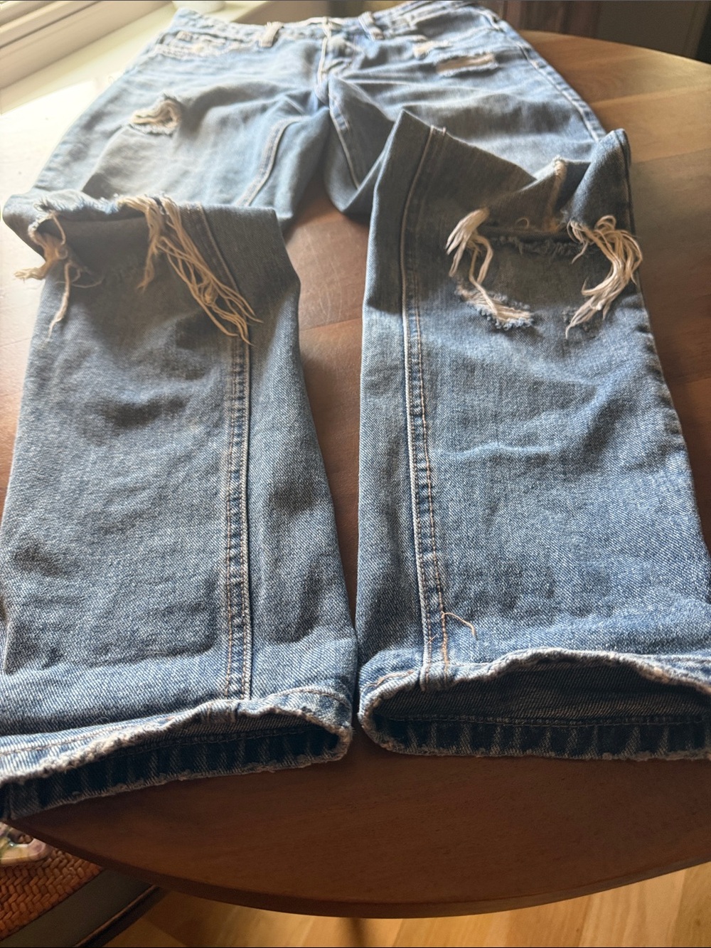 Women’s Light Blue Distressed Boyfriend Jeans - Picture 2 of 5